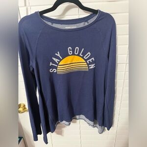 Grayson Threads Navy and Gold Graphic Long Sleeve Top